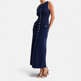 Ancienne Monde | Lange Mouw Trui Jurk met Knopen voor Dames – Zomer Elegantie zonder Mouwen