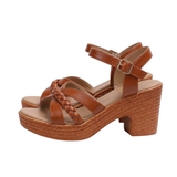 Platform Sandalen met Gevlochten Bandjes en Blokhak voor Dames
