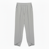 Laura - Hoge taille dames broek, enkel lengte, brede pijpen, in een linnenmix met elastische taille