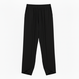 Laura - Hoge taille dames broek, enkel lengte, brede pijpen, in een linnenmix met elastische taille