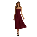 Maxi Jurk voor Avond met Spaghettibandjes in Jacquard voor Dames