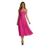 Maxi Jurk voor Avond met Spaghettibandjes in Jacquard voor Dames