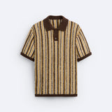 Retro Gebreide Poloshirt met Strepenpatroon