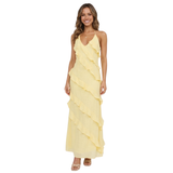 Maxi Jurk met Ruffles, V-hals en Spaghettibandjes van Polyester