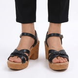 Platform Sandalen met Gevlochten Bandjes en Blokhak voor Dames