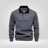 Heren Polo Lange Mouw – met Witte Kraag – Casual & Elegant