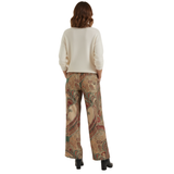 Geeske - Pantalon Large met Cachemireprint en Hoge Elastische Taille voor Vrouwen
