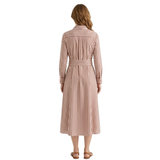 Gestreepte Chemise Jurk voor Vrouwen met Ceintuur en Lange Mouwen met Kraag
