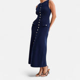 Ancienne Monde | Lange Mouw Trui Jurk met Knopen voor Dames – Zomer Elegantie zonder Mouwen