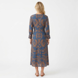 Midi-jurk met Lange Mouwen en Voorste Knoop en Print voor Vrouwen