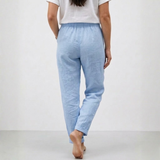 Hoge Taille Elastische Katoenen en Linnen Broek met Relaxte Pasvorm voor Dames