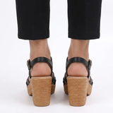 Platform Sandalen met Gevlochten Bandjes en Blokhak voor Dames
