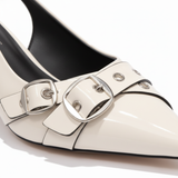 Slingback Pumps met Puntige Neus van Synthetisch Leer met Metalen Details voor Dames