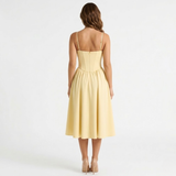 Midi A-lijn Jurk met Gestructureerde Bustier en Fijne Bandjes voor Dames