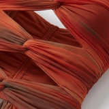 Lang A-lijn Jurk met Off-Shoulder en Geperforeerde Details en Verloopprint