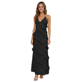 Maxi Jurk met Ruffles, V-hals en Spaghettibandjes van Polyester