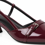 Slingback pumps met kleine hak van glanzend leer en puntige neus voor dames