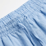 Hoge Taille Elastische Katoenen en Linnen Broek met Relaxte Pasvorm voor Dames