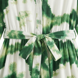 Maxi Lange Vloeiende Jurk met Bloemenprint en V-hals en Lange Bubbelsleeves