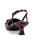 Slingback pumps met kleine hak van glanzend leer en puntige neus voor dames