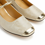 Vierkante Neus en Blokhak Pumps met Strass en Bandje voor Dames
