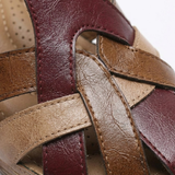 Dames Gladiator Sandalen van PU Leer met Gesloten Neus en Lage Wedge Zool