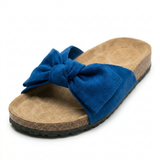 Platte Sandalen voor Dames met Decoratieve Knoop en Rubber Zool in Kurkstijl