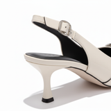 Slingback Pumps met Puntige Neus van Synthetisch Leer met Metalen Details voor Dames