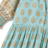 Boho Midi Jurk voor Vrouwen met Bloemenprint, V-hals en Lanternen Mouwen