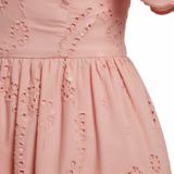 Katoenen Sangallo Midi-jurk met Off-Shoulder en Hartvormige Halslijn