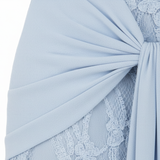 Lange Avondjurk met Off-Shoulder Kant en Drapé Taille