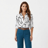 Chemise met Lange Mouwen met Grafische Print en Kraag