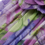 Asymmetrische Lange Avondjurk met Bloemenprint en Mousseline Mouw