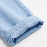 Hoge Taille Elastische Katoenen en Linnen Broek met Relaxte Pasvorm voor Dames