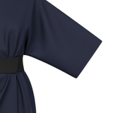 Lange jurk voor dames met vleermuismouwen en een gemarkeerde taille, vloeiende silhouet