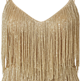 Avondjurk met glitter en veren met een V-hals en fijne bandjes