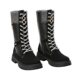 Retro laarzen voor dames winterlaarzen met veters mid-calf platformlaarzen