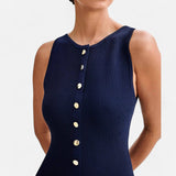 Ancienne Monde | Lange Mouw Trui Jurk met Knopen voor Dames – Zomer Elegantie zonder Mouwen