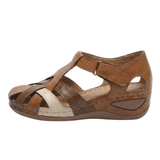 Dames Gladiator Sandalen van PU Leer met Gesloten Neus en Lage Wedge Zool