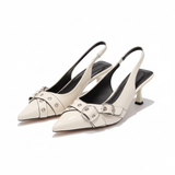 Slingback Pumps met Puntige Neus van Synthetisch Leer met Metalen Details voor Dames