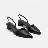 Dames slingback pumps met spitse neus en middelhoge blokhak voor op kantoor