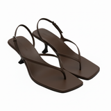 Sandalen met Lage Hakken en Achterband met Vierkante Neus voor Dames