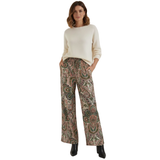 Geeske - Pantalon Large met Cachemireprint en Hoge Elastische Taille voor Vrouwen