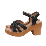Platform Sandalen met Gevlochten Bandjes en Blokhak voor Dames