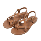 Chique elegante platte sandalen voor dames met gekruiste banden in goud