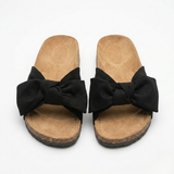 Platte Sandalen voor Dames met Decoratieve Knoop en Rubber Zool in Kurkstijl