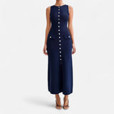 Ancienne Monde | Lange Mouw Trui Jurk met Knopen voor Dames – Zomer Elegantie zonder Mouwen