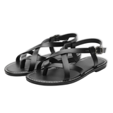 Chique elegante platte sandalen voor dames met gekruiste banden in goud