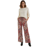 Geeske - Pantalon Large met Cachemireprint en Hoge Elastische Taille voor Vrouwen