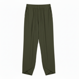 Laura - Hoge taille dames broek, enkel lengte, brede pijpen, in een linnenmix met elastische taille